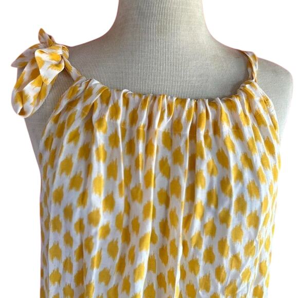 Womens Top Size Large Yellow White Tank Flow Breezy Summer Vacation Resort Ready - Picture 2 of 8